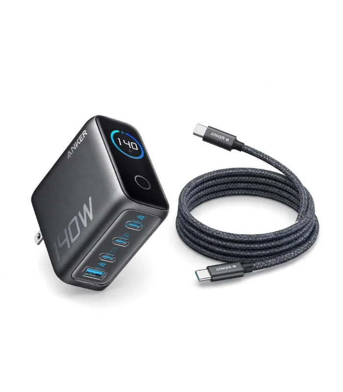 Anker 140W 4-Port GaN Charger (PD 3.1) with Smart Display & USB-C Cable